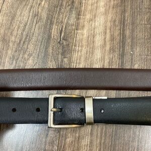 Tommy Hilfiger Reversible Black and Brown Belt with Silver tone buckle size 40